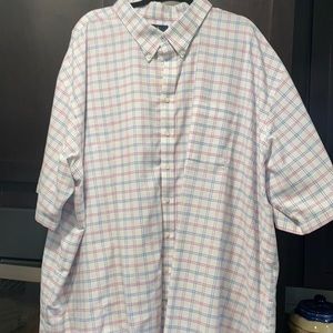 Big Mens Stafford Oxford.  Pink, Blue and White